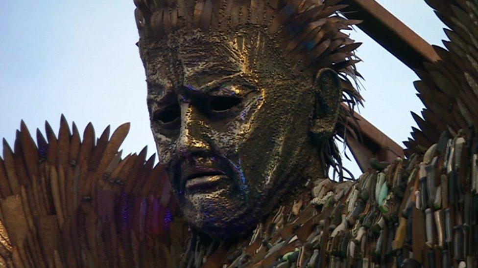 Knife angel face close up