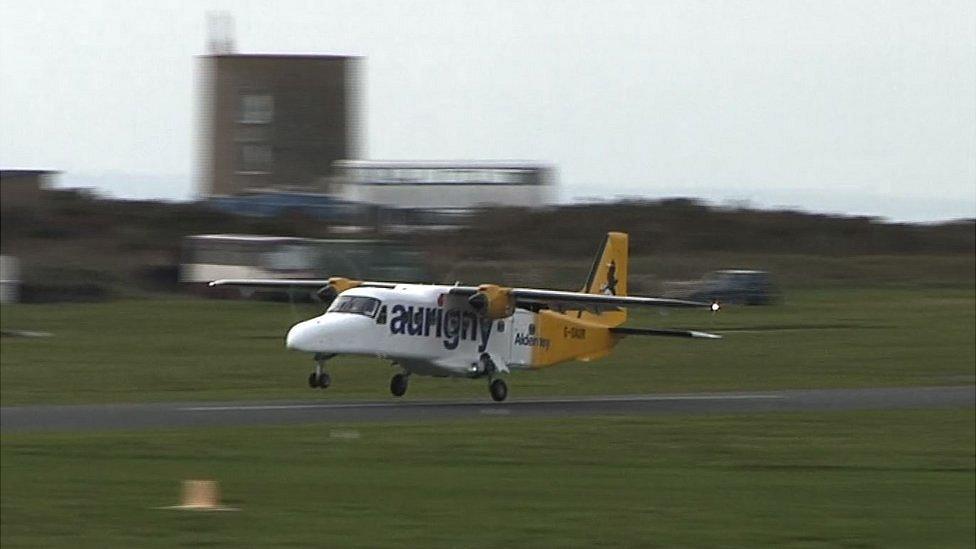 Aurigny Dornier landing at Alderney Airport