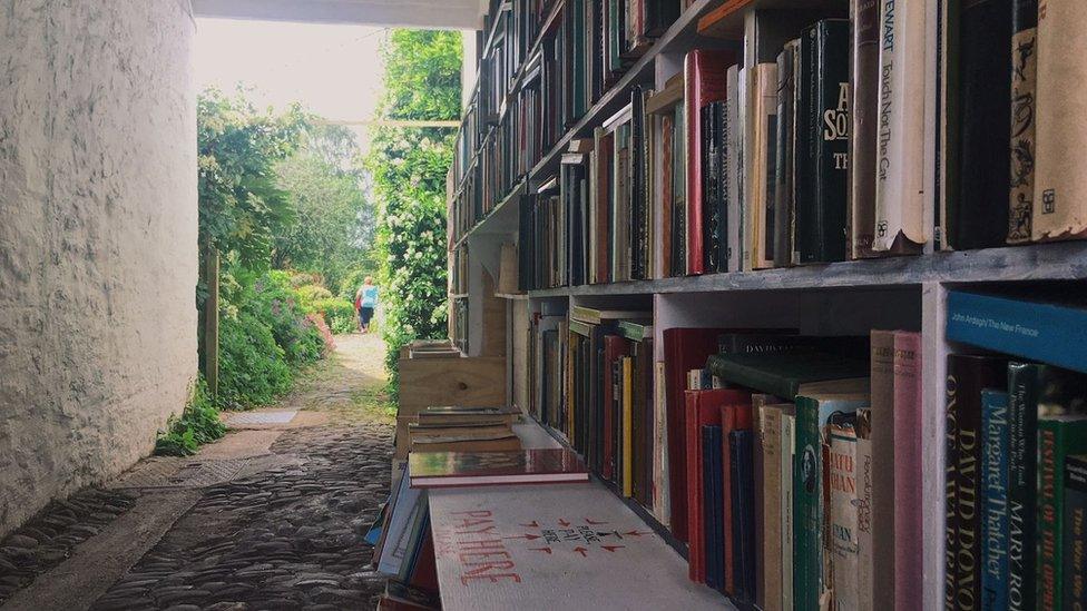 Book stall at the Hay Festival in Powys