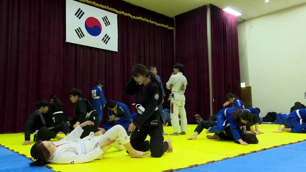 Image shows a university jiu-jitsu class