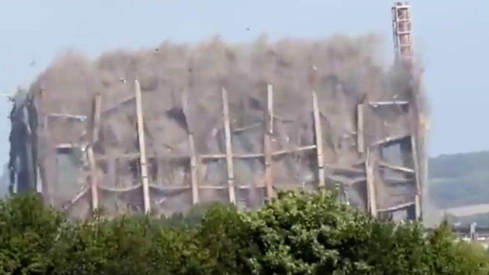 The boiler house being demolished