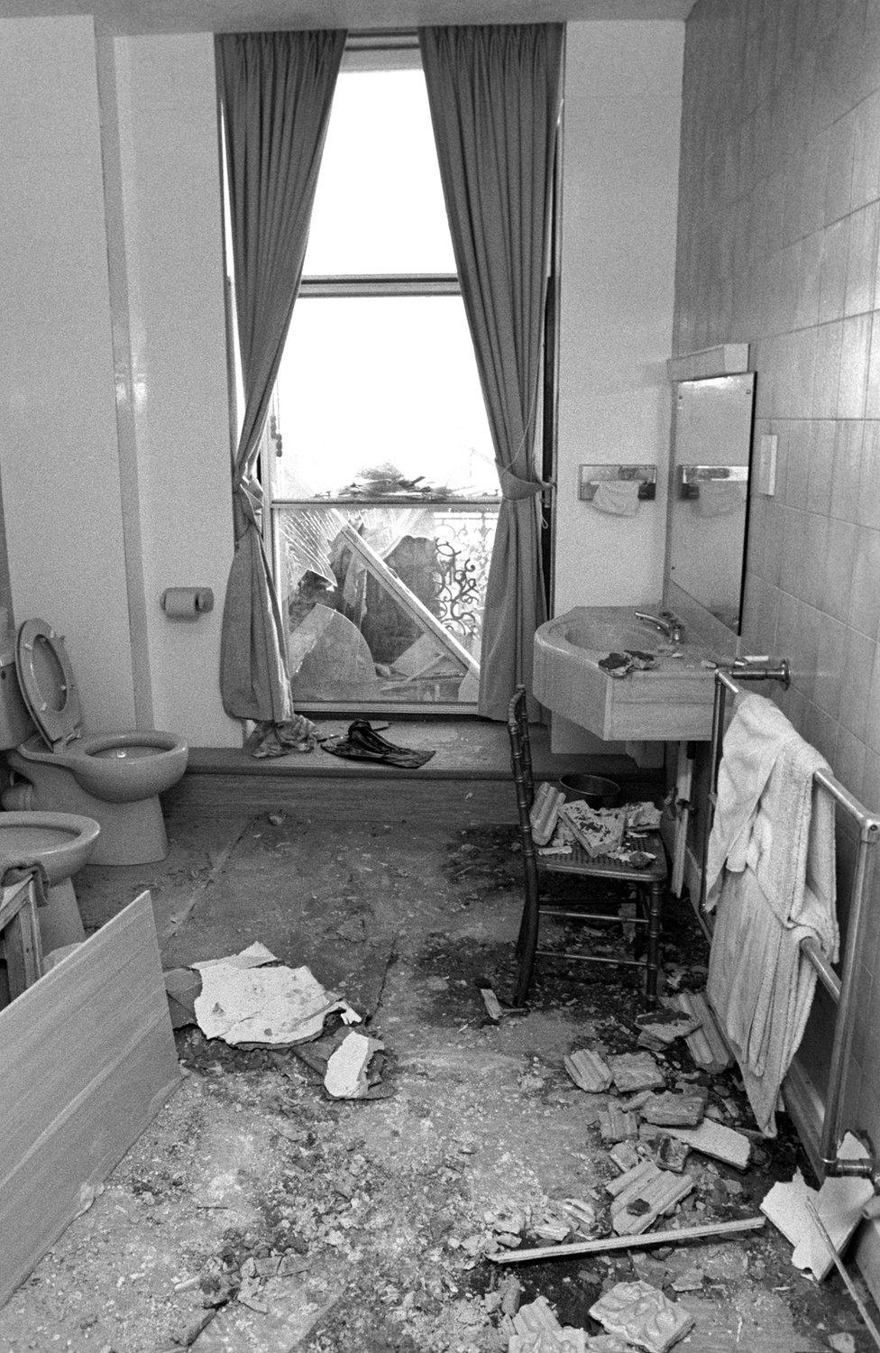 Debris in Margaret Thatcher's bathroom suite