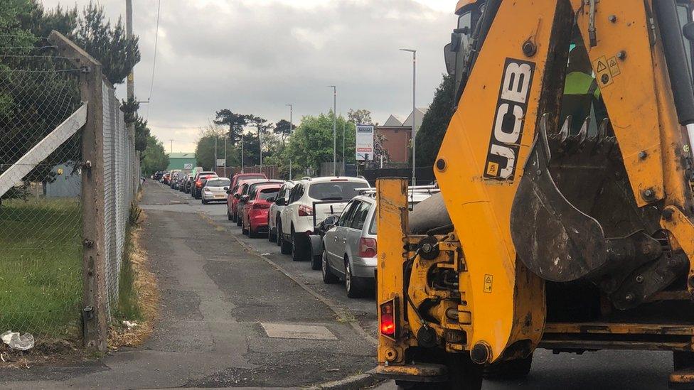 Queue at Bangor recycling centre