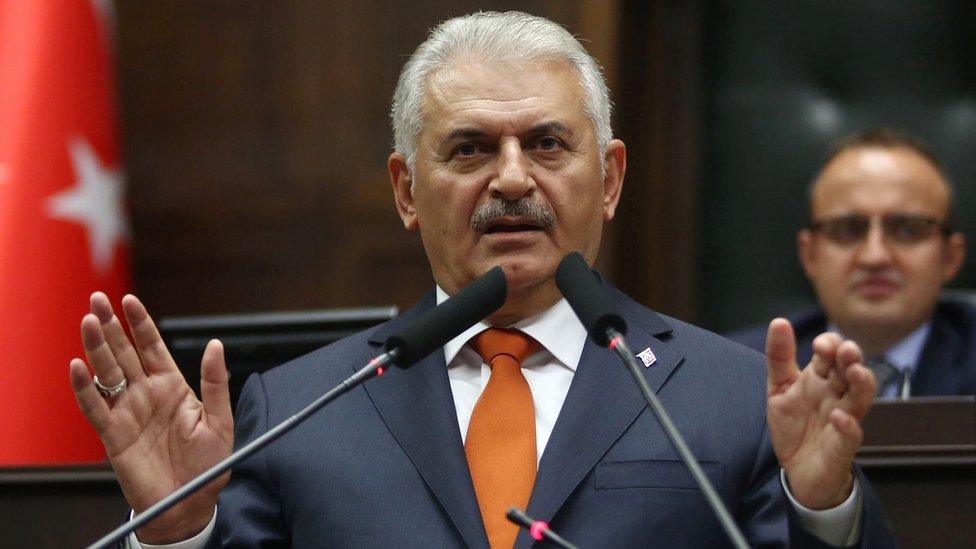 Turkish Prime Minister and leader of Turkey's ruling party, the Justice and Development Party (AK Party), Binali Yildirim speaks during AK Party's group meeting at the Grand National Assembly of Turkey (TBMM) in Ankara on October 18, 2016.