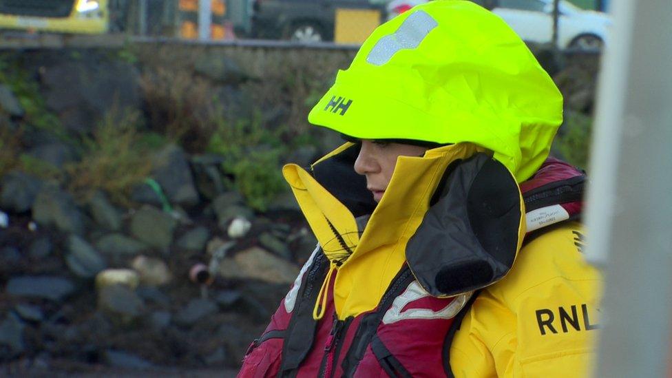 Catherine Lee on lifeboat