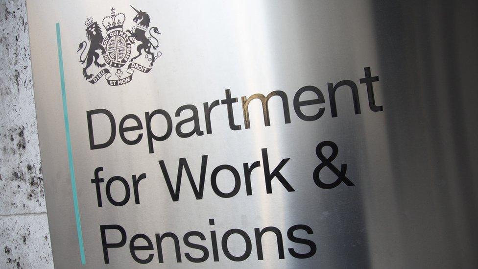 Department of Work and Pensions office sign