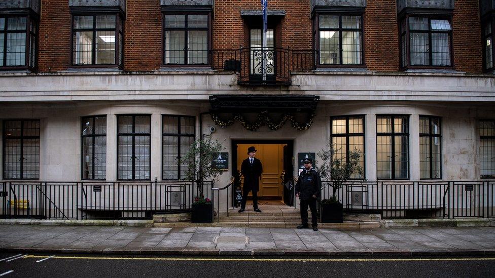 Police officers stationed outside the hospital in Marylebone