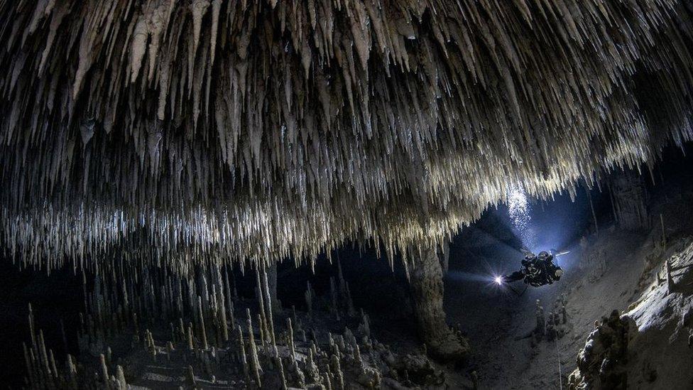 Underwater caves in Mexico