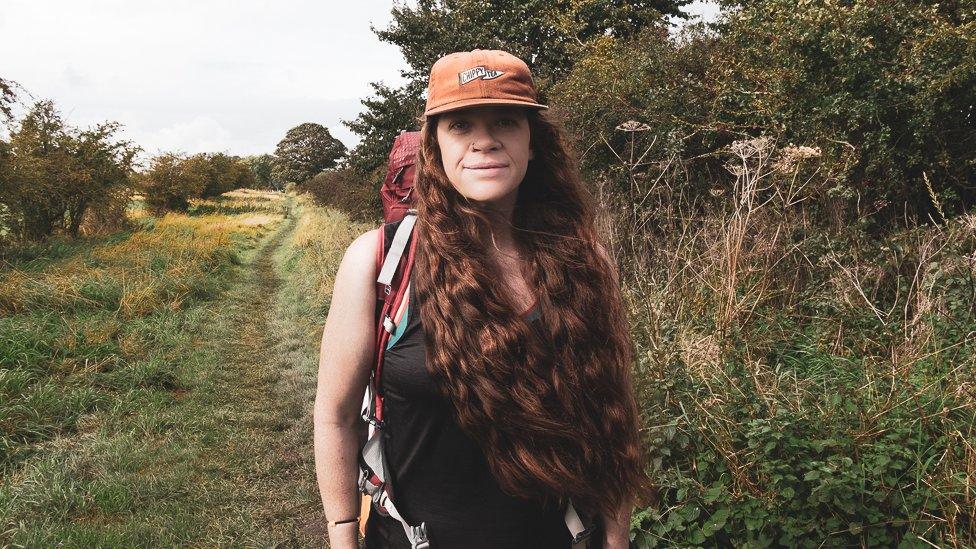 Alice Whysall during her hike of the Hadrian's Wall Path