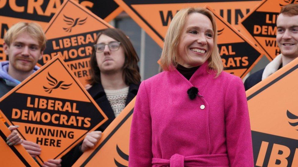 Newly elected MP Helen Morgan in Oswestry, Shropshire, following her victory in the North Shropshire by-election