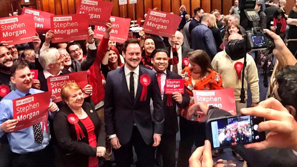 Stephen Morgan and supporters