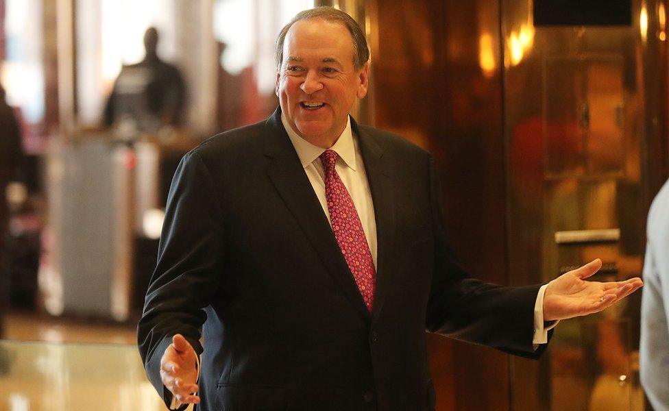 Arkansas Governor Mike Huckabee arrives at Trump Tower on November 18, 2016 in New York City