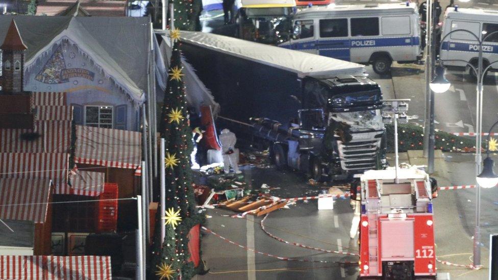 Site of lorry crash at Berlin Christmas market on 19 December 2016