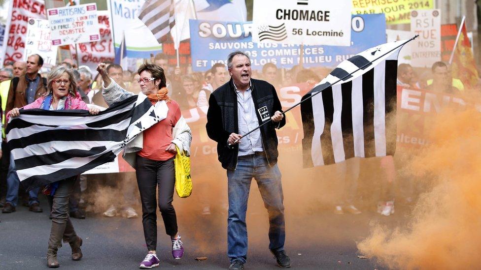 Protest against social security payments for independent workers. in Paris, France, September 21, 201