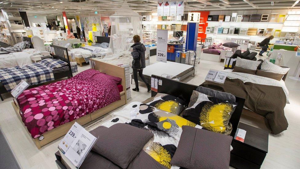 A customer is seen inside IKEA Concept Center, a furniture store and headquarters of the IKEA brand owner Inter IKEA