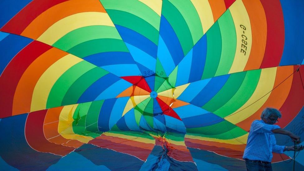 Inside a hot air balloon