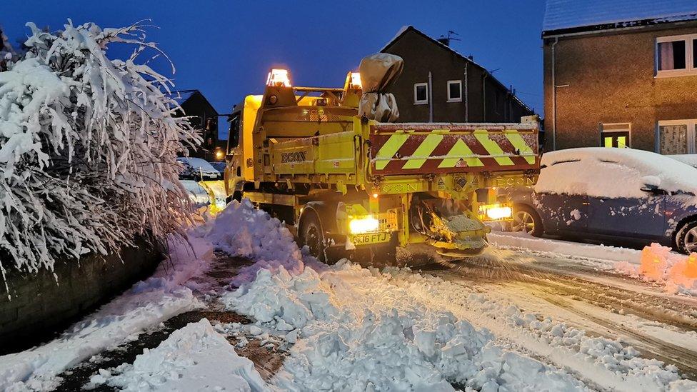 Snow plough in Macmerry, East Lothian