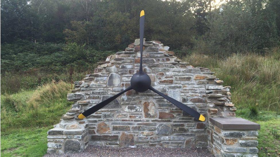 Memorial to Sgt Pilot Ivan Trafford on Caerphilly mountain