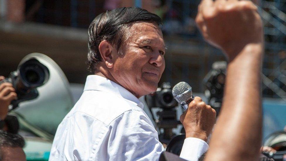 Kem Sokha gives a speech to supporters in July 2014