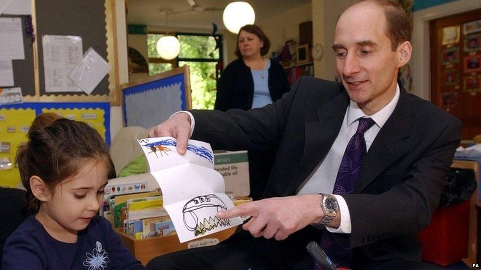 Lord Adonis visiting a children's play centre in 2005