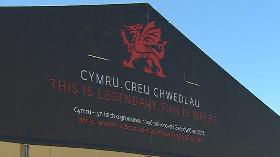 A temporary hangar at Cardiff Airport