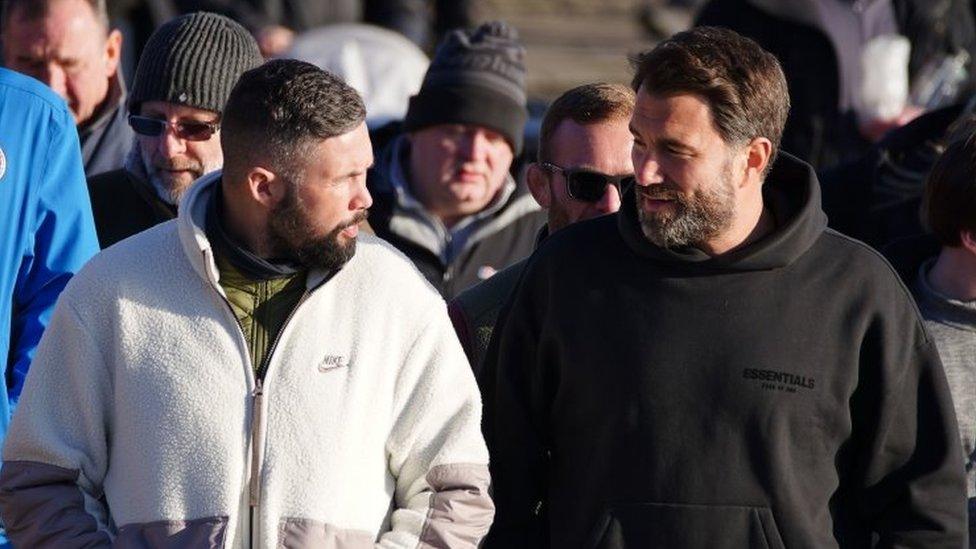 Eddie Hearn (right) and boxer Tony Bellew (left)