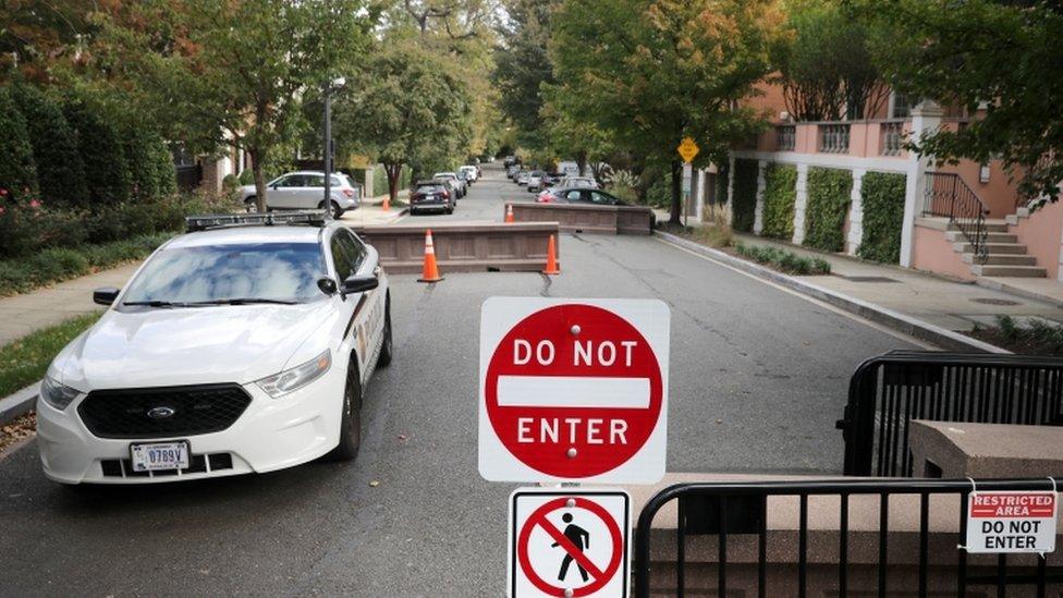 Additional police were seen outside the Washington DC home of Mr Obama