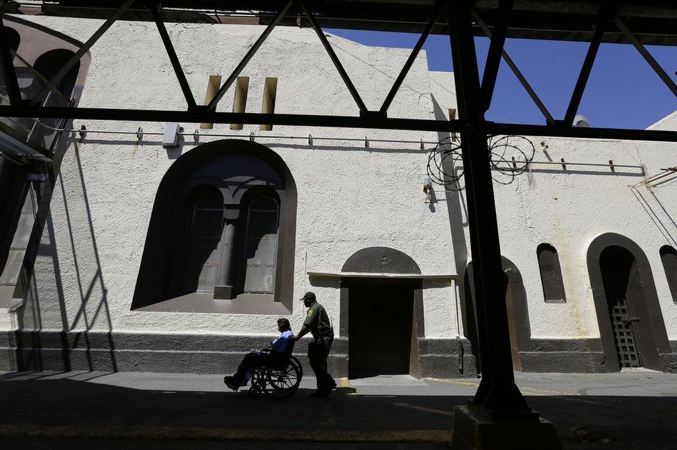 A condemned inmate is wheeled back to his cell on death row at San Quentin State Prison on 16 August, 2016 in San Quentin, California