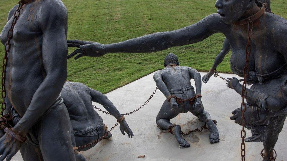 A monument to slaves in Montgomery, Alabama