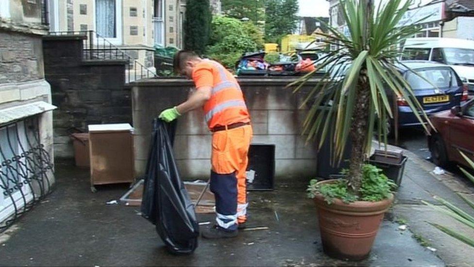 Rubbish being collected in Bristol