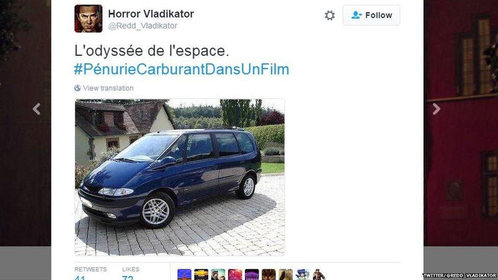 Tweet by @Redd_Vladikator: "Odyssee de l'espace" with a picture of a Renault Espace minivan