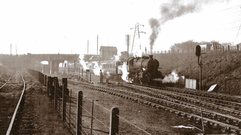 Locomotive travelling on the heritage line between Ruddington, in Nottinghamshire, and Leicestershire