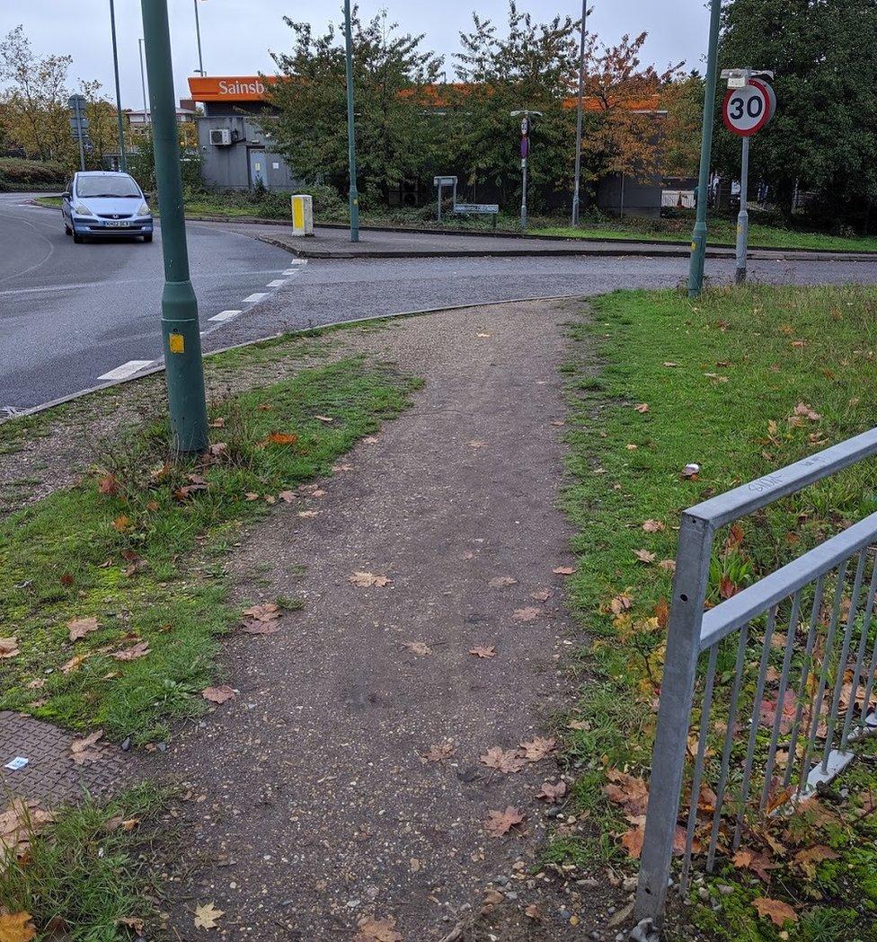 A pavement in Harlow