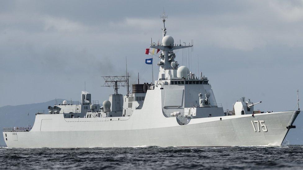 Chinese Type 052D destroyer off Hong Kong, 7 Jul 17