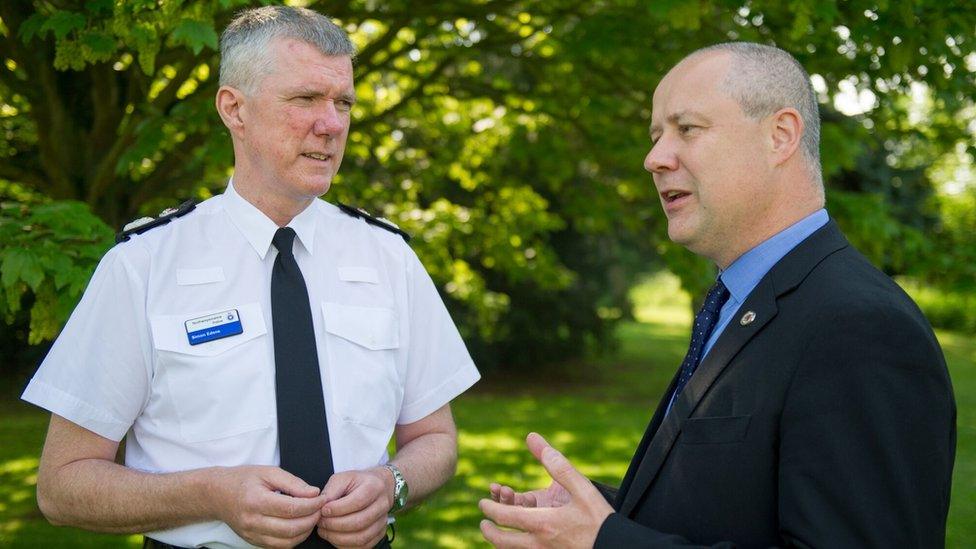 Northants chief constable Simon Edens with Stephen Mold