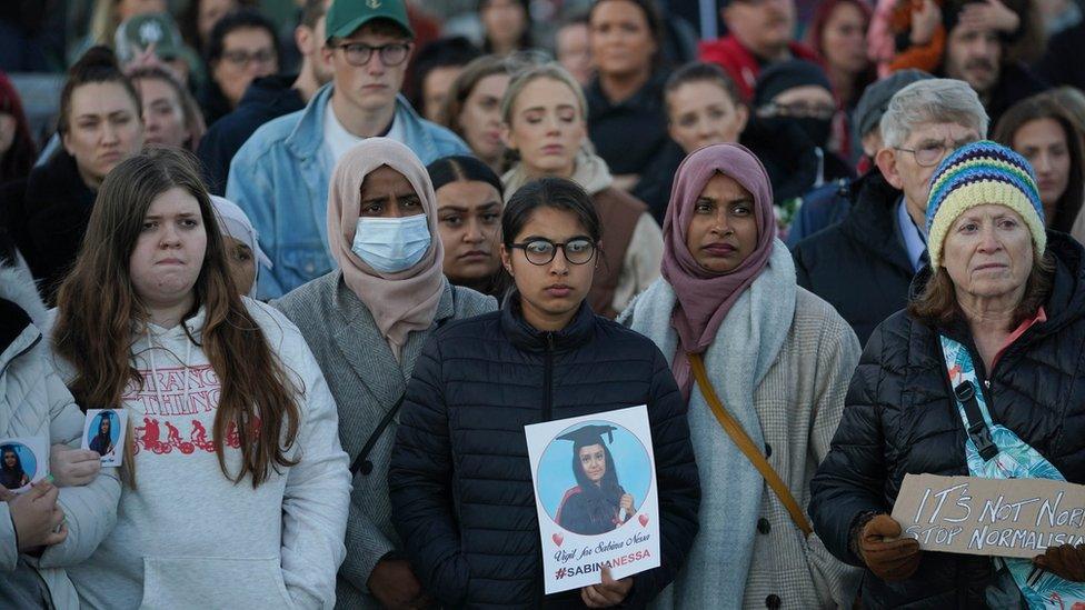 A crowd at the vigil