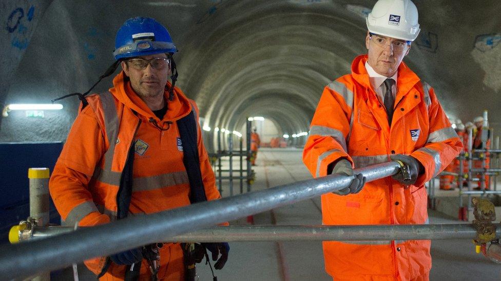 Chancellor George Osborne visits the Tottenham Court Road Crossrail station