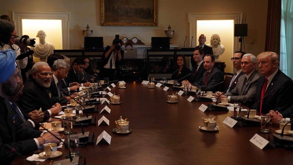 Indian Prime Minister Narendra Modi and US President Donald Trump in the Cabinet Room at The White House in Washington on June 26, 2017.