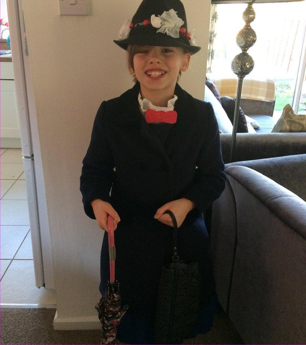 Here's 10-year-old Mya as Mary Poppins...