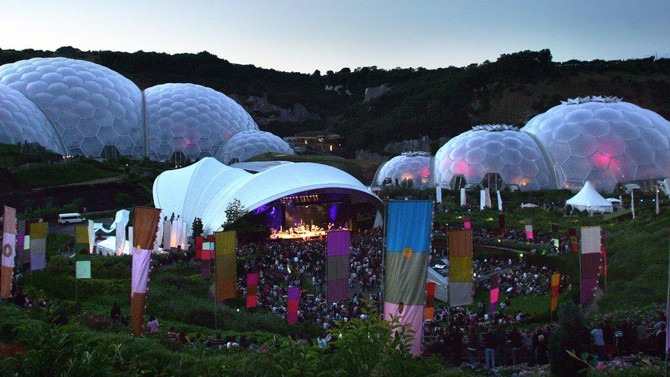 Eden Sessions concert with domes in background