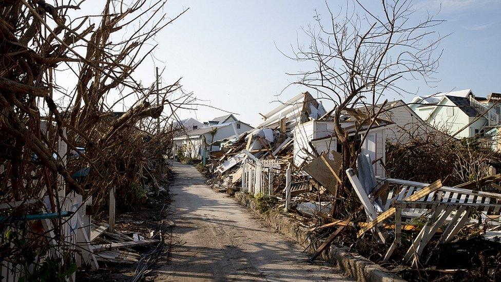 Damaged homes in Elbow Cay Island, Bahamas, 7 Sept 2019