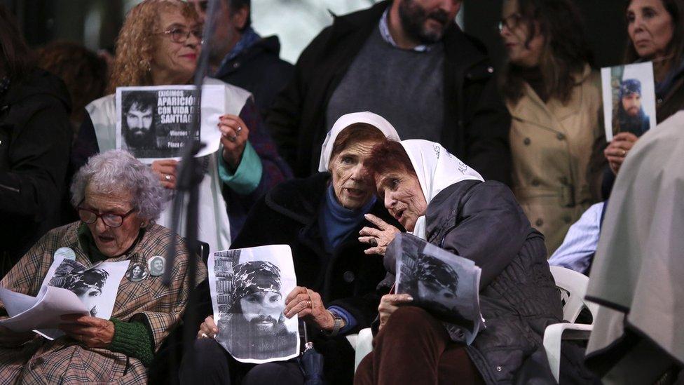 The Mothers of Plaza de Mayo group join the Santiago Maldonado protest in Buenos Aires on 11 Aug 2017