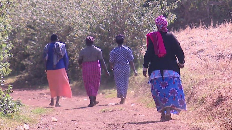 Women walking in Sebei, Uganda