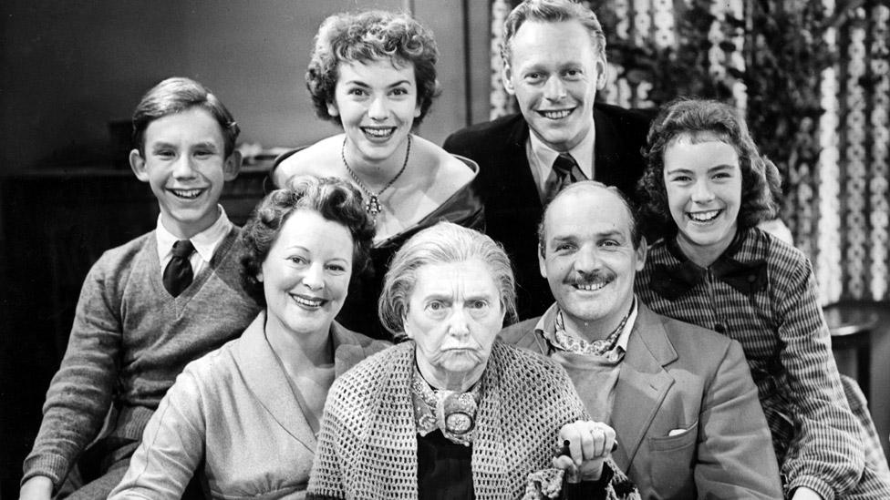 Beeny (left) with the cast of The Grove Family