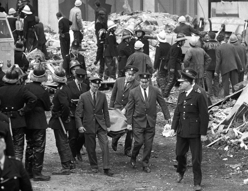 Victims of the Ronan Point disaster being taken away