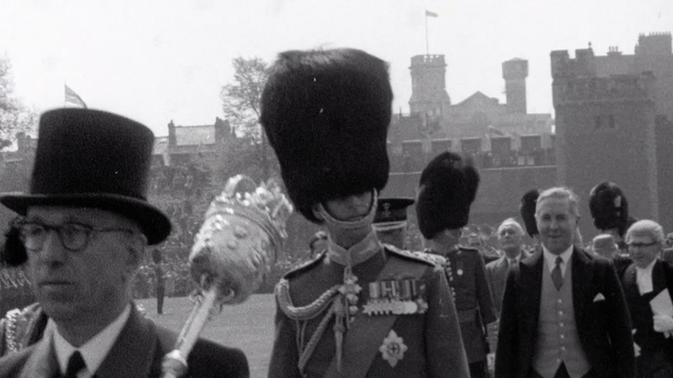 The duke and officials outside