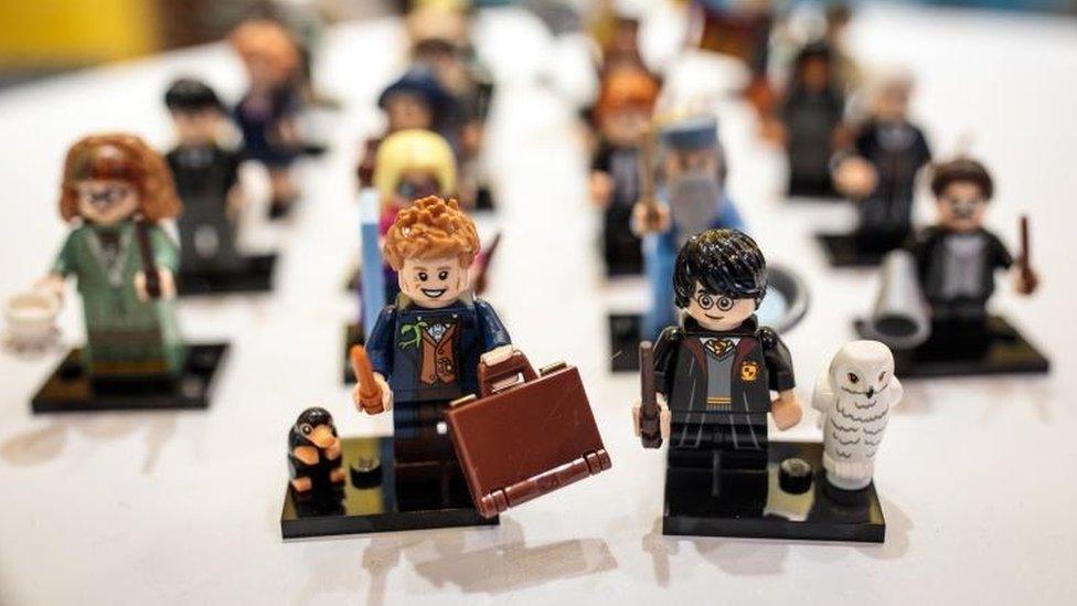 Harry Potter Lego "Minifigures" on display at a "Dream Toys" event