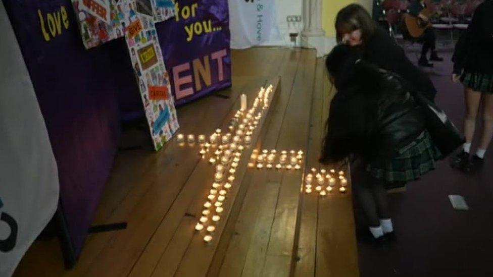 Pupils hold a vigil