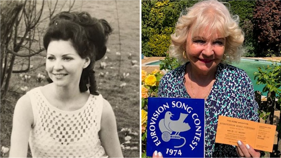 Carol Theobald in 1970s and now