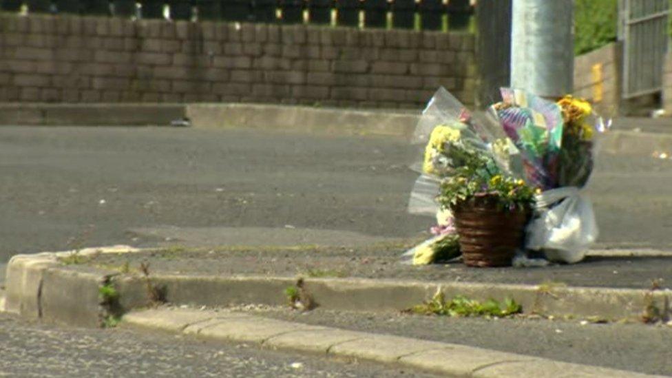 The spot where Lyra McKee died is still marked with flowers